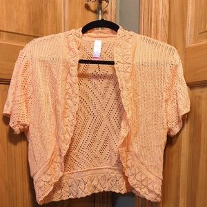 Peach Open-Knit Women's Sweater Size 19